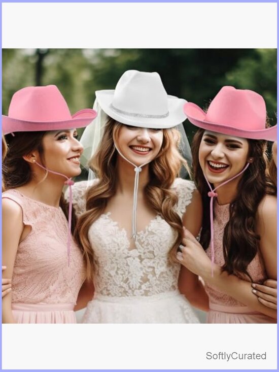 6 Pack Rhinestone Cowgirl Hats Western Party Props Felt One Size main image 4